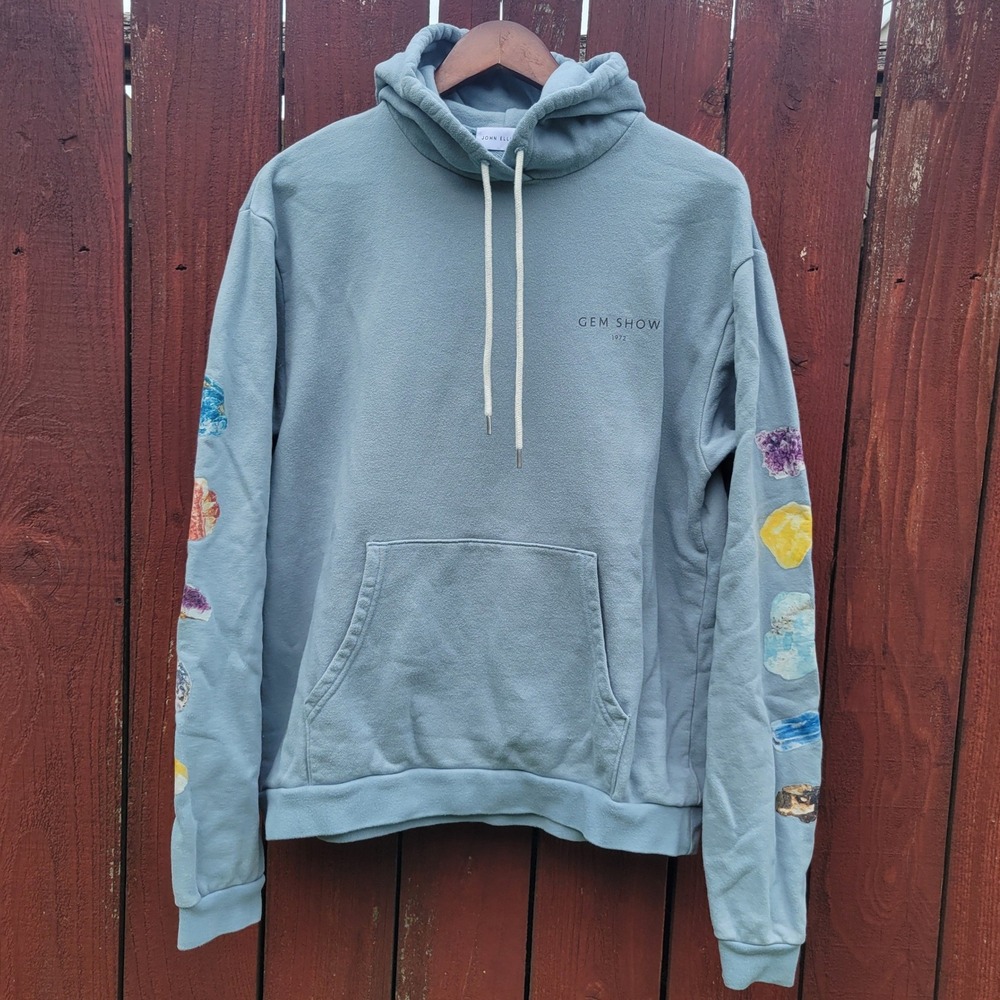 John Elliott Gem Show 1972 Beach Hoodie Blue Mineral Graphic Sweatshirt